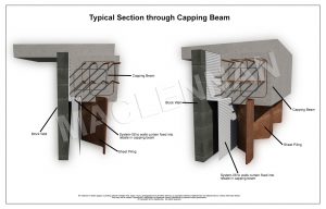 3d drawing of Typical section through capping beam